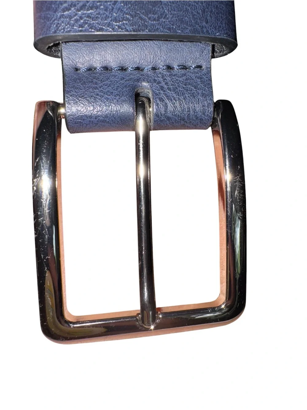 Tommy Hilfiger Men’s Blue Embossed Logo Belt Size M 34-36 Silver Buckle